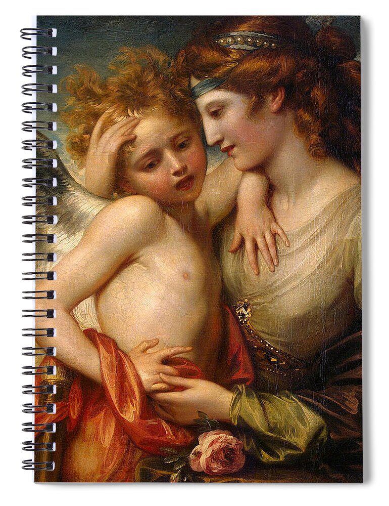 Benjamin West Spiral Notebook featuring the painting Venus Consoling Cupid Stung by a Bee by Benjamin West