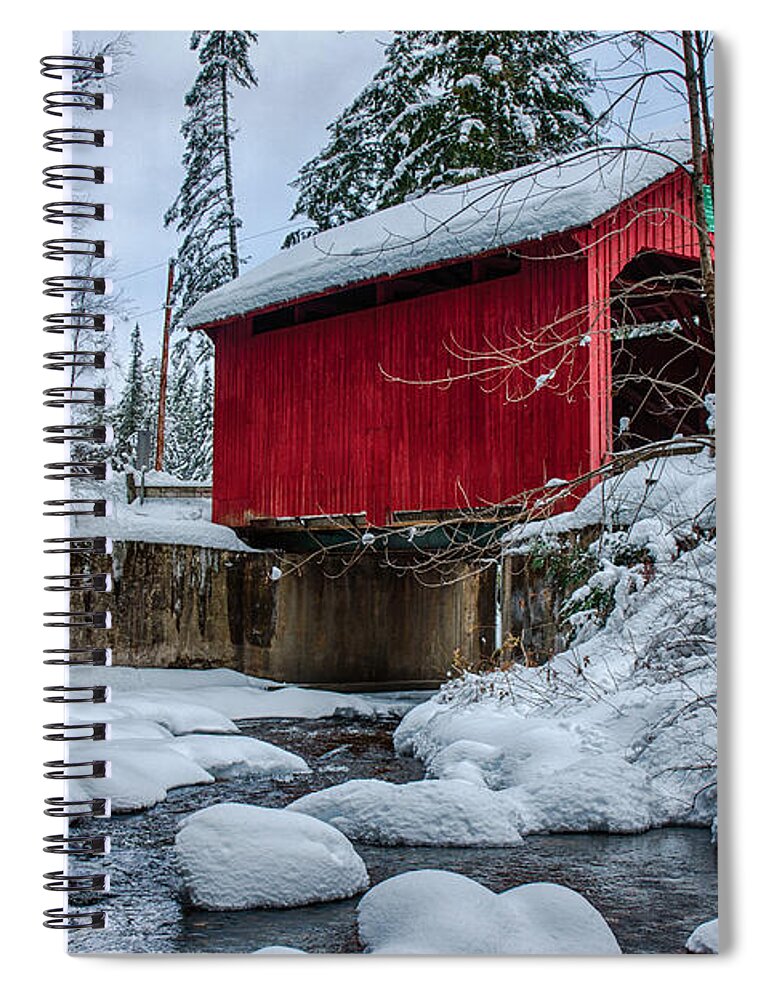 Mosely Covered Bridge Spiral Notebook featuring the photograph Vermonts Moseley covered bridge by Jeff Folger