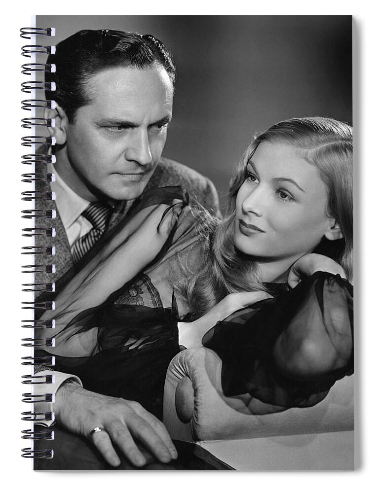 Movie Star Spiral Notebook featuring the photograph Veronica Lake and Frederic March by Georgia Clare