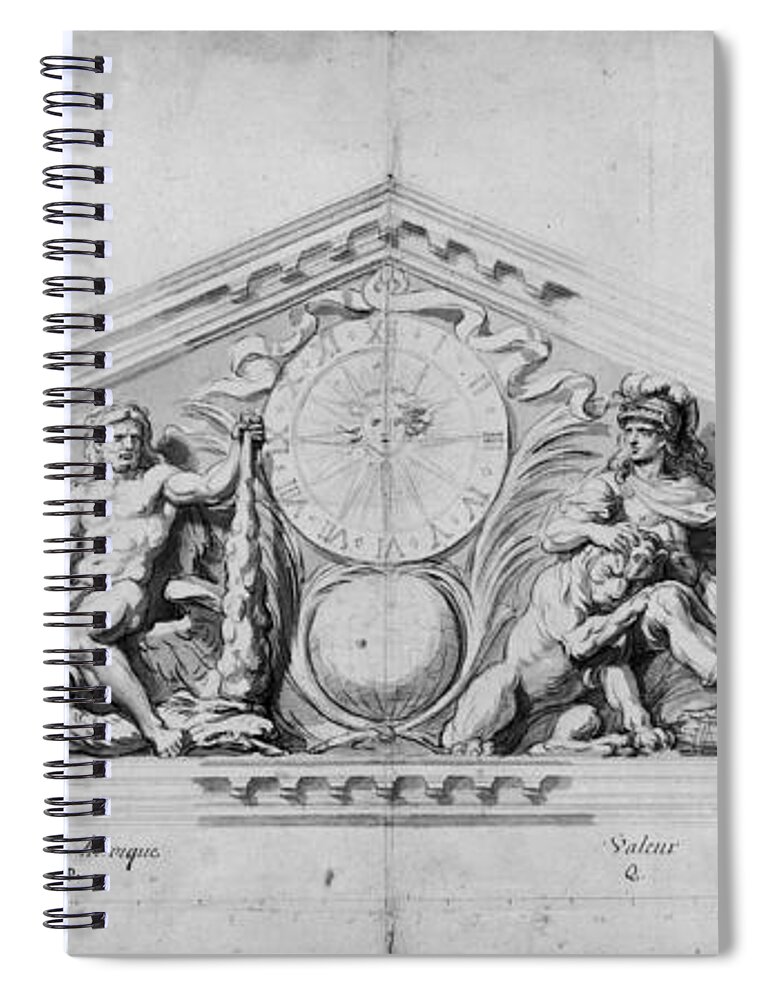 1679 Spiral Notebook featuring the drawing Versailles Pediment, 1679 by Granger
