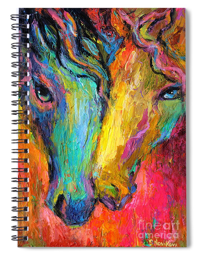 Impressionistic Horse Painting Spiral Notebook featuring the painting Vibrant Impressionistic Horses painting by Svetlana Novikova