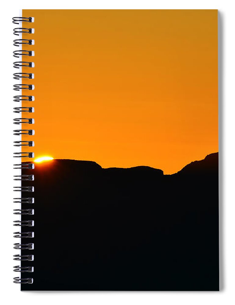Grand Canyon Spiral Notebook featuring the photograph Vibrant Orange Sky Accompanies Sun Rising over Grand Canyon with Distant Watchtower Silhouetted by Shawn O'Brien
