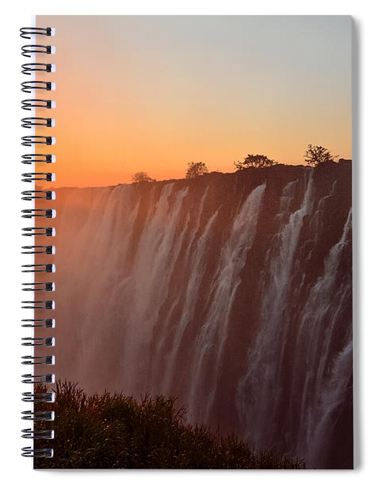Africa Spiral Notebook featuring the photograph Victoria Falls at Sunset by Jeff at JSJ Photography