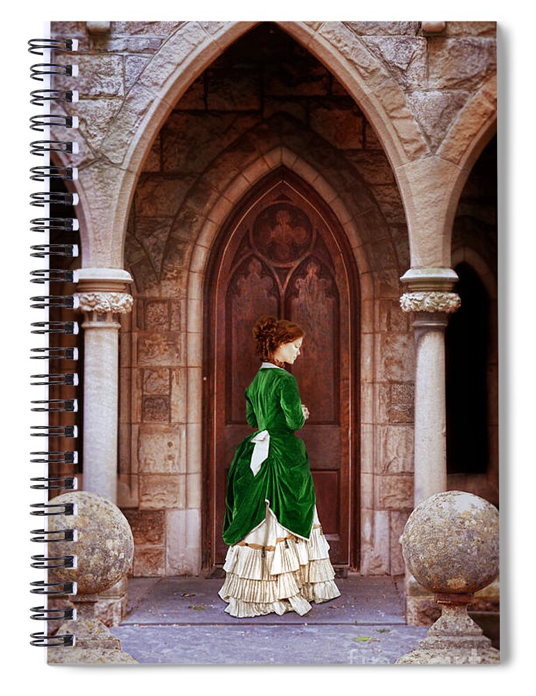Victorian Spiral Notebook featuring the photograph Victorian Lady at a Doorway by Jill Battaglia