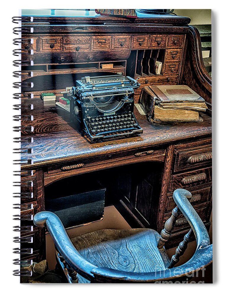 Typewriter Spiral Notebook featuring the photograph Victorian Office by Adrian Evans