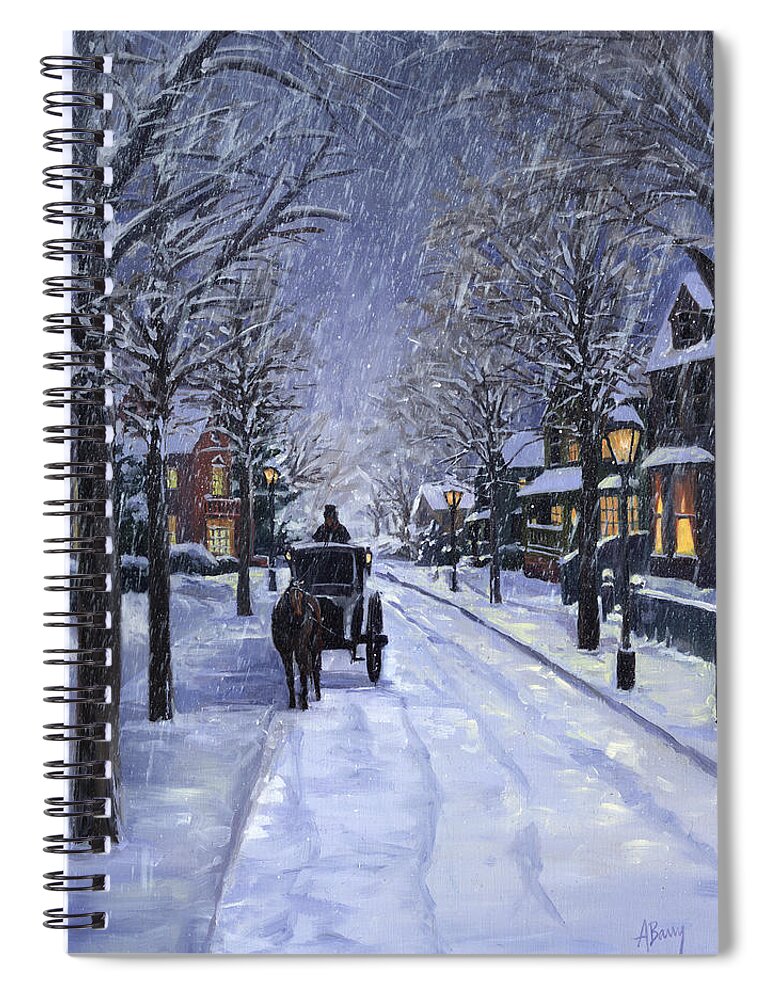 Winter Spiral Notebook featuring the painting Victorian Snow by Alecia Underhill