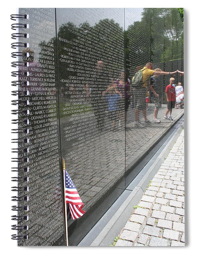 U.s. Flag Spiral Notebook featuring the photograph Vietnam Memorial 3 by Jim Gillen