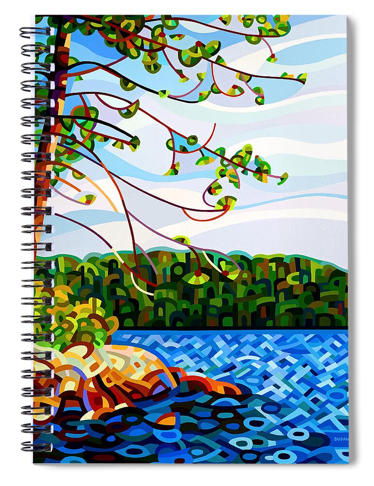 Abstract Spiral Notebook featuring the painting View From Mazengah by Mandy Budan