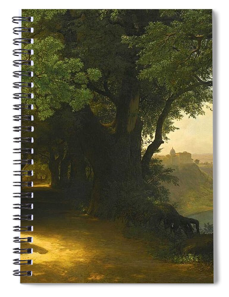 Lev Feliksovich Lagorio Spiral Notebook featuring the painting View of Castel Gandolfo and Lake Albano by Lev Feliksovich Lagorio