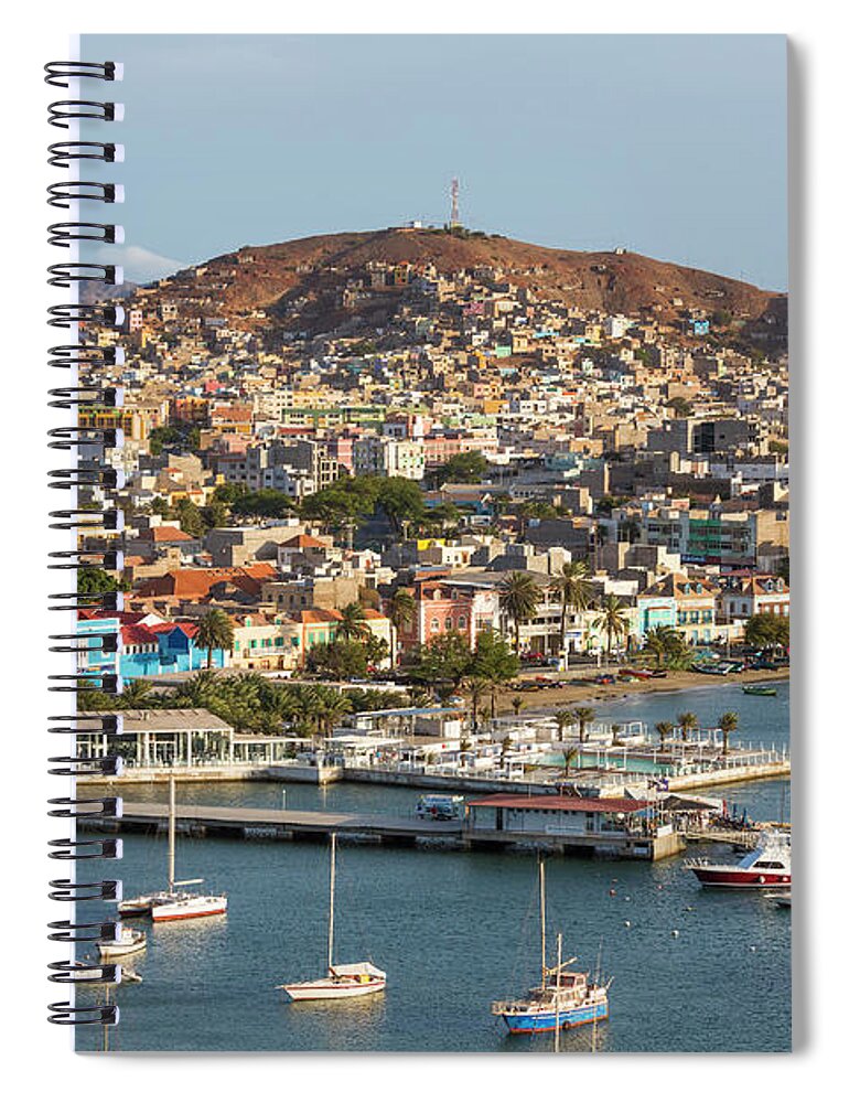 Sailboat Spiral Notebook featuring the photograph View Of Harbor & Mindelo, Sao Vicente by Peter Adams