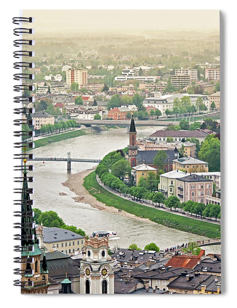 Tranquility Spiral Notebook featuring the photograph View Over Salzburg, Austria by Stefan Cioata