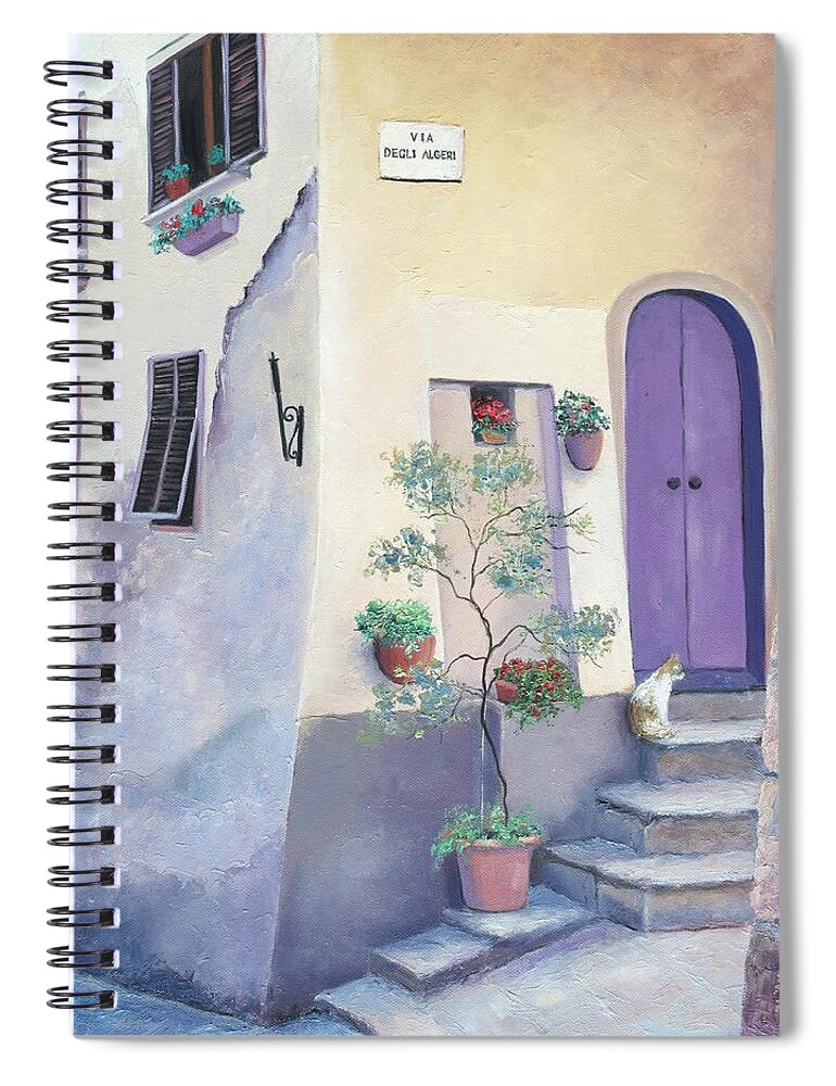 Villa Degli Algeri Tuscany Spiral Notebook featuring the painting Villa Degli Algeri Tuscany by Jan Matson
