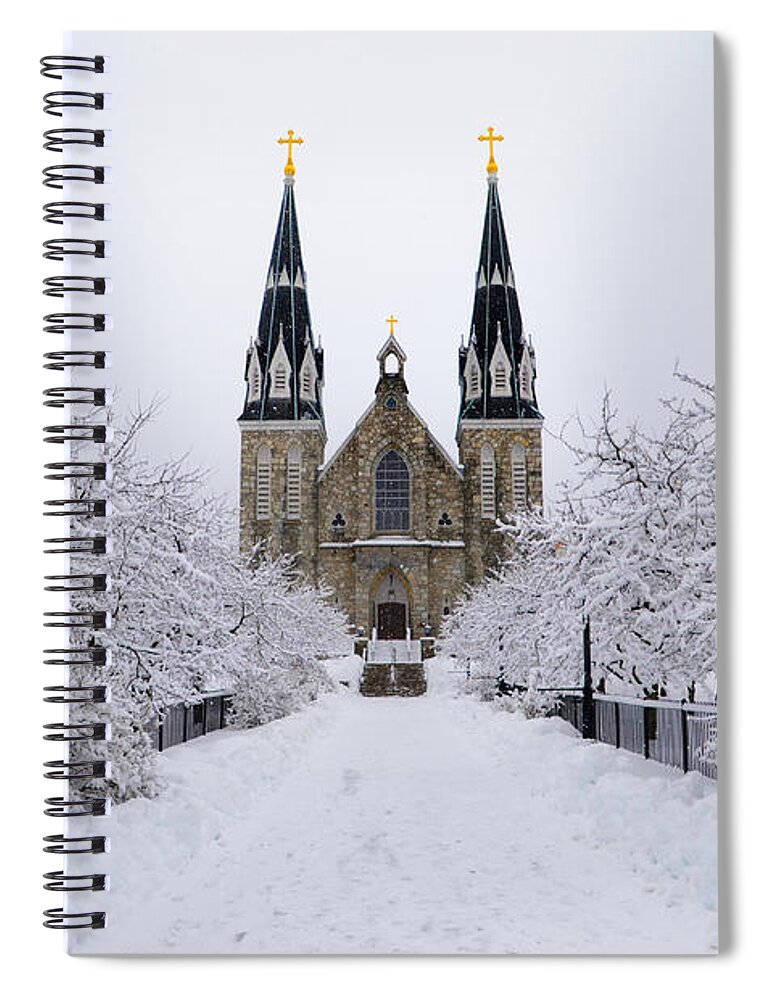 Villanova Spiral Notebook featuring the photograph Villanova University in the Snow by Bill Cannon