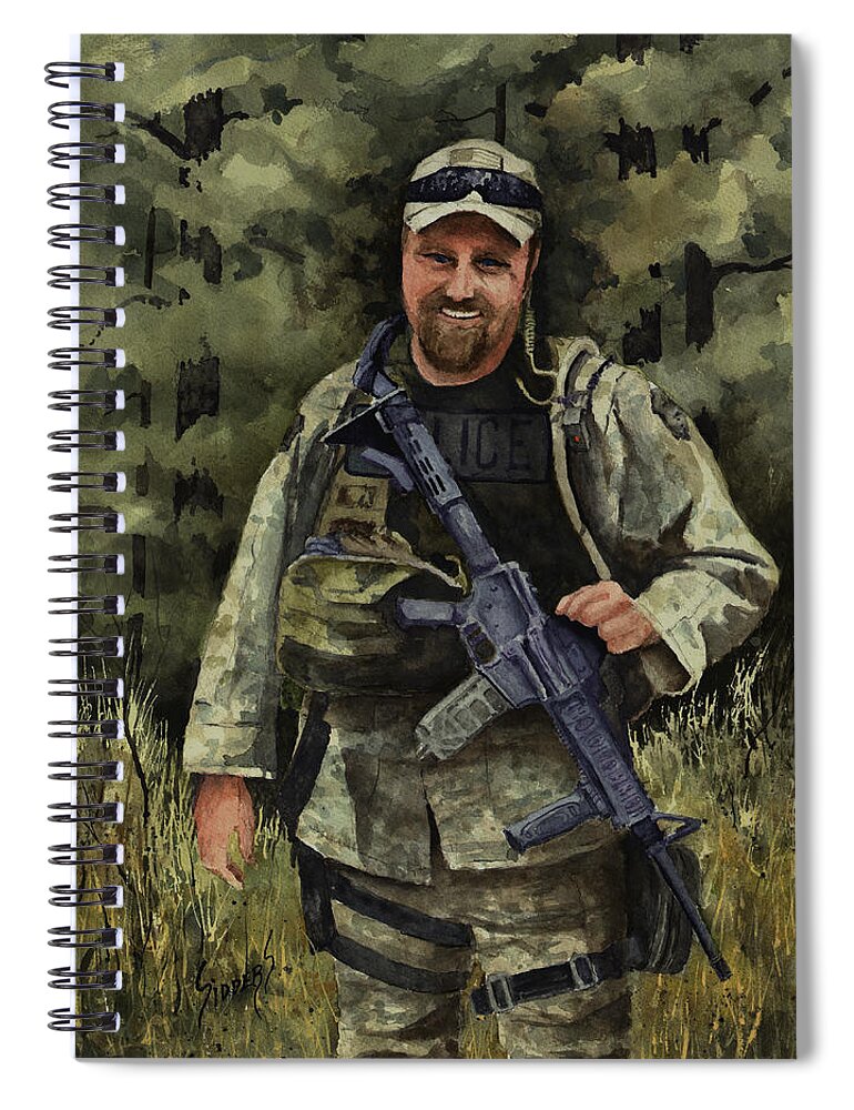 Police Spiral Notebook featuring the painting Vince by Sam Sidders