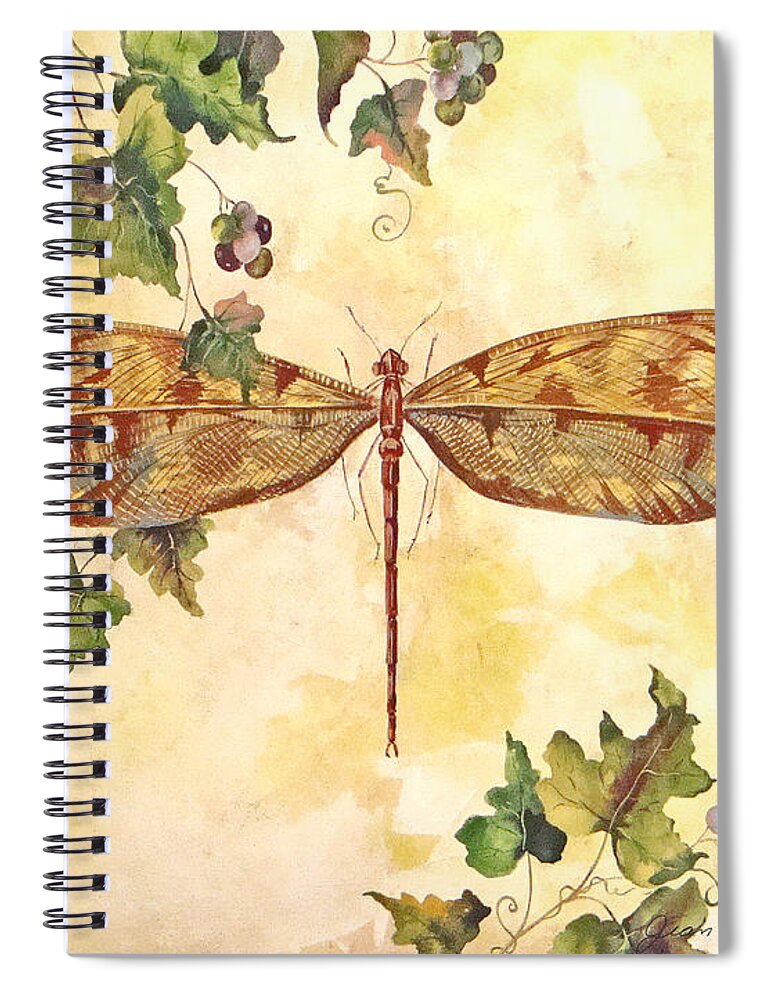 Painting Spiral Notebook featuring the painting Vineyard Dragonfly by Jean Plout