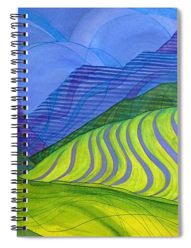 Landscape Spiral Notebook featuring the painting Vineyard by Lynellen Nielsen
