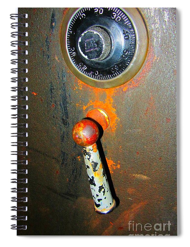 Vintage Spiral Notebook featuring the photograph Vintage Combination Lock Safe by Susan Carella
