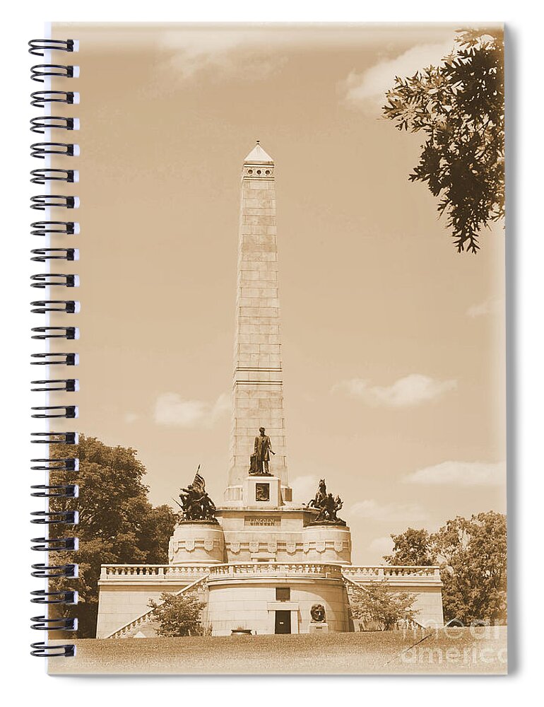 Abraham Lincoln Spiral Notebook featuring the photograph Vintage Lincoln's Tomb by Luther Fine Art