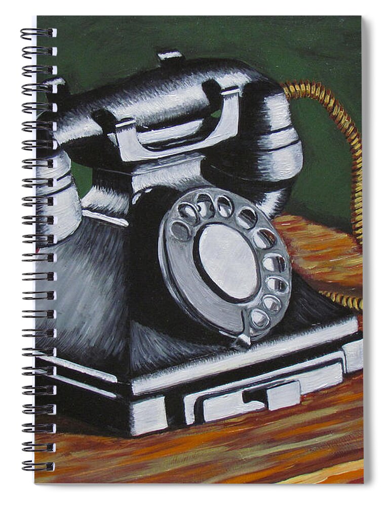 Phone Spiral Notebook featuring the painting Vintage Phone 2 by Kevin Hughes