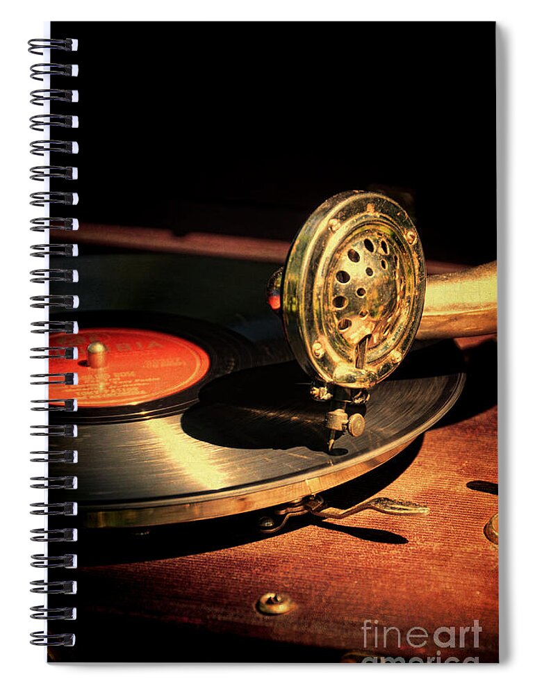 Vintage Spiral Notebook featuring the photograph Vintage Record Player by Jill Battaglia