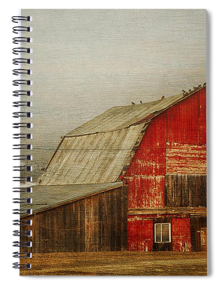 Barn Spiral Notebook featuring the photograph Vintage Red Barn by Theresa Tahara