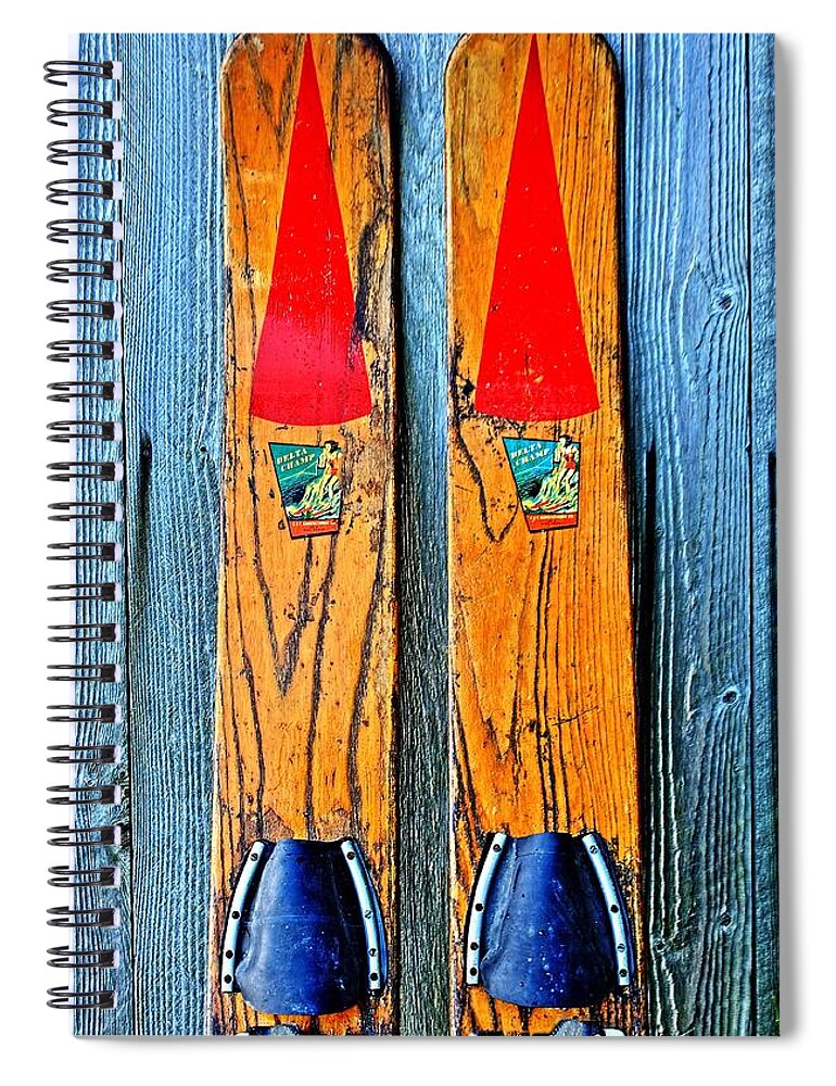 Skis Spiral Notebook featuring the photograph Vintage Skis by Benjamin Yeager