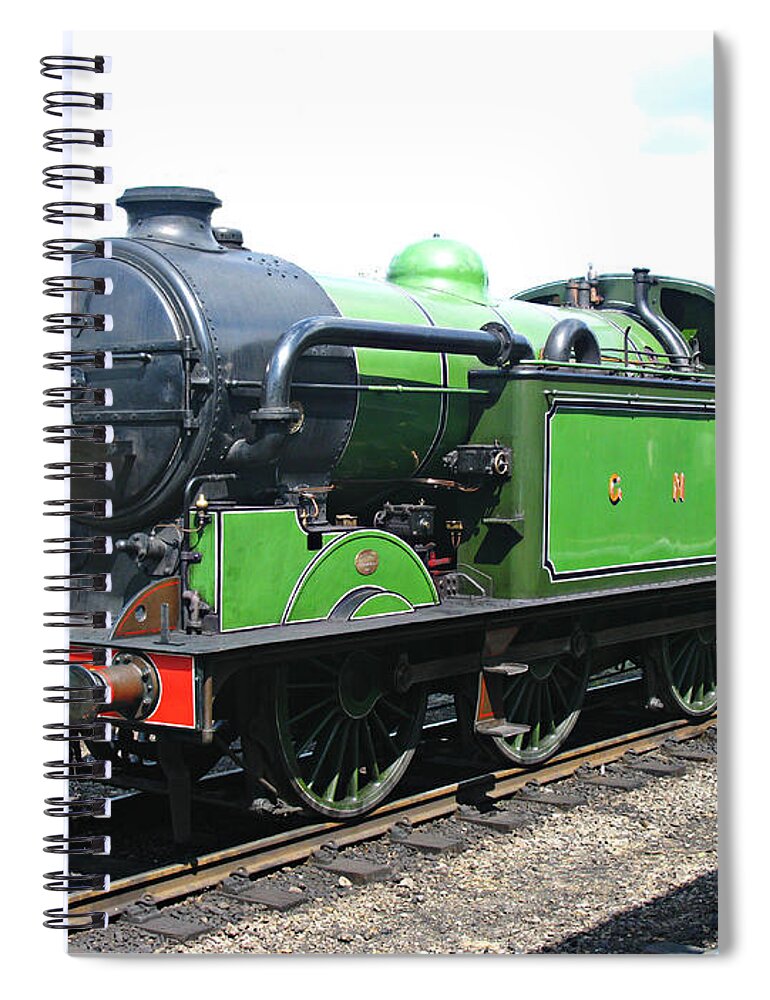 Train Spiral Notebook featuring the photograph Vintage Steam Train in Green by Tom Conway