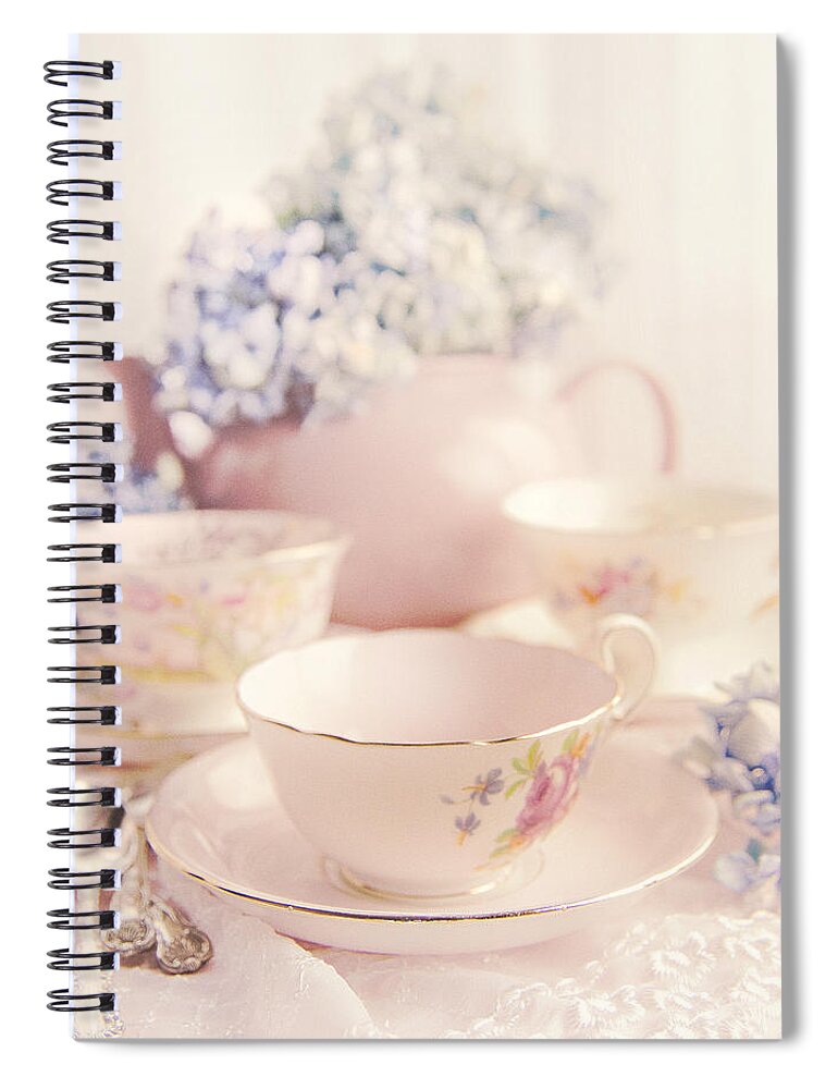 Kitchen Spiral Notebook featuring the photograph Vintage Teacups by Theresa Tahara