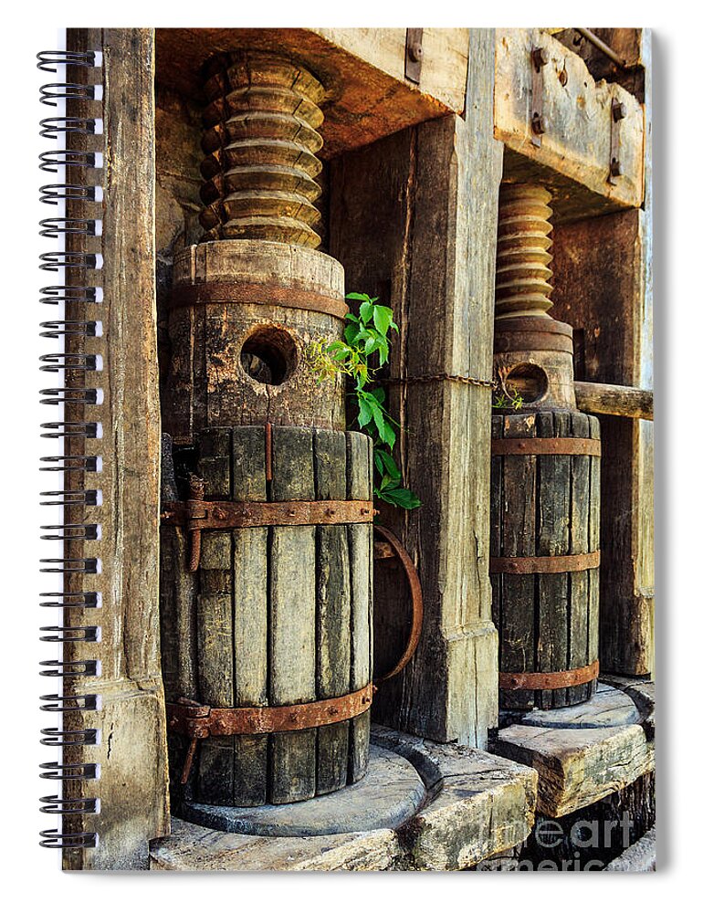 Wine Press Spiral Notebook featuring the photograph Vintage Wine Press by James Eddy