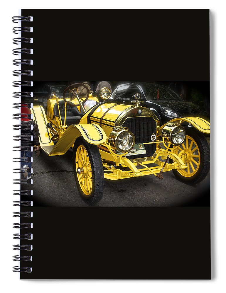 Automobile Spiral Notebook featuring the photograph Vintage Yellow Roadster by Venetia Featherstone-Witty