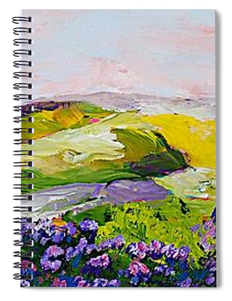 Landscape Spiral Notebook featuring the painting Violet Sunrise by Allan P Friedlander