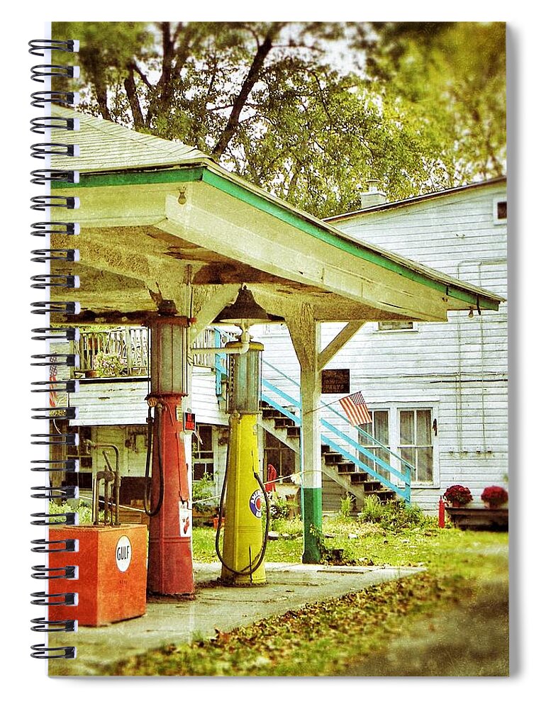 Visible Gas Pumps Spiral Notebook featuring the photograph Visible Gas Pumps by Jean Goodwin Brooks