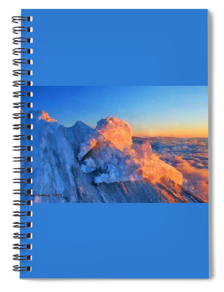 Snow Spiral Notebook featuring the painting Volcano in the Winter by Bruce Nutting