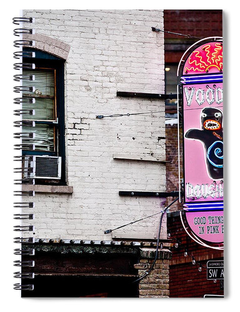 Bricks Spiral Notebook featuring the photograph Voodoo Doughnut by Niels Nielsen