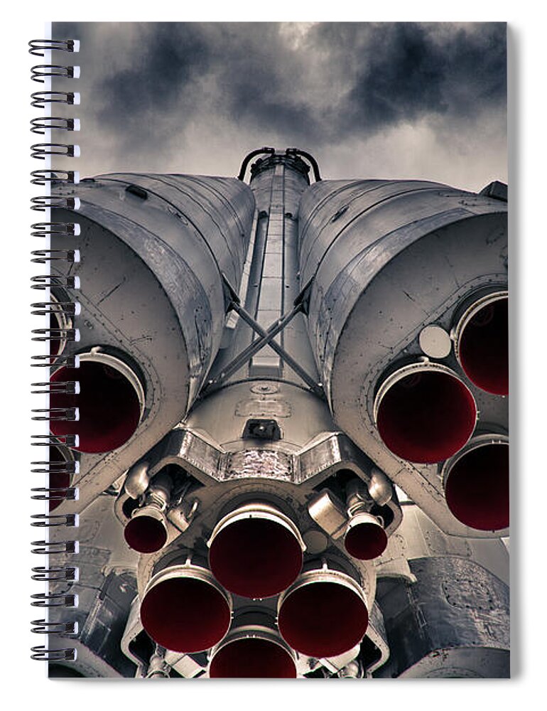Afterburner Spiral Notebook featuring the photograph Vostok rocket engine by Stelios Kleanthous