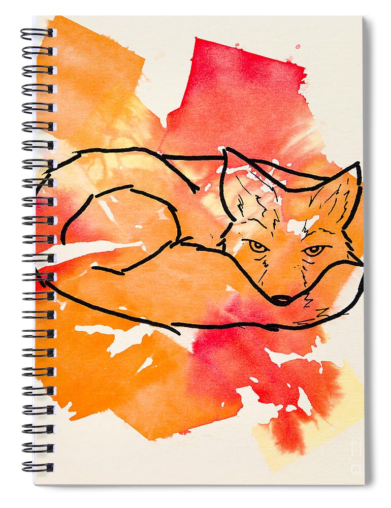 Red Spiral Notebook featuring the painting Vulpes vulpes by Stefanie Forck