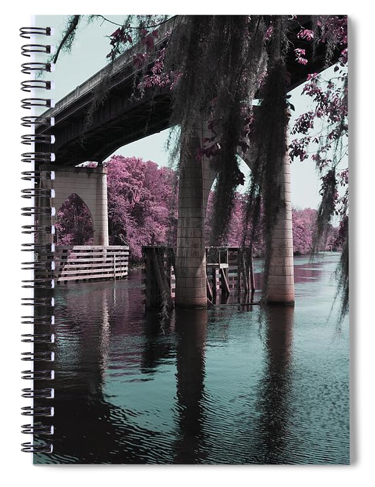 Waccamaw River Spiral Notebook featuring the photograph Waccamaw River Bridge in April Infrared by MM Anderson