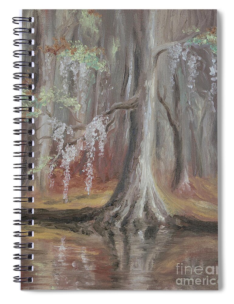 Landscape Spiral Notebook featuring the painting Waccamaw River Cypress by MM Anderson