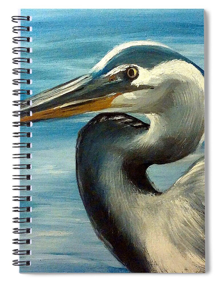 Bird Spiral Notebook featuring the painting Wade by Abbie Shores
