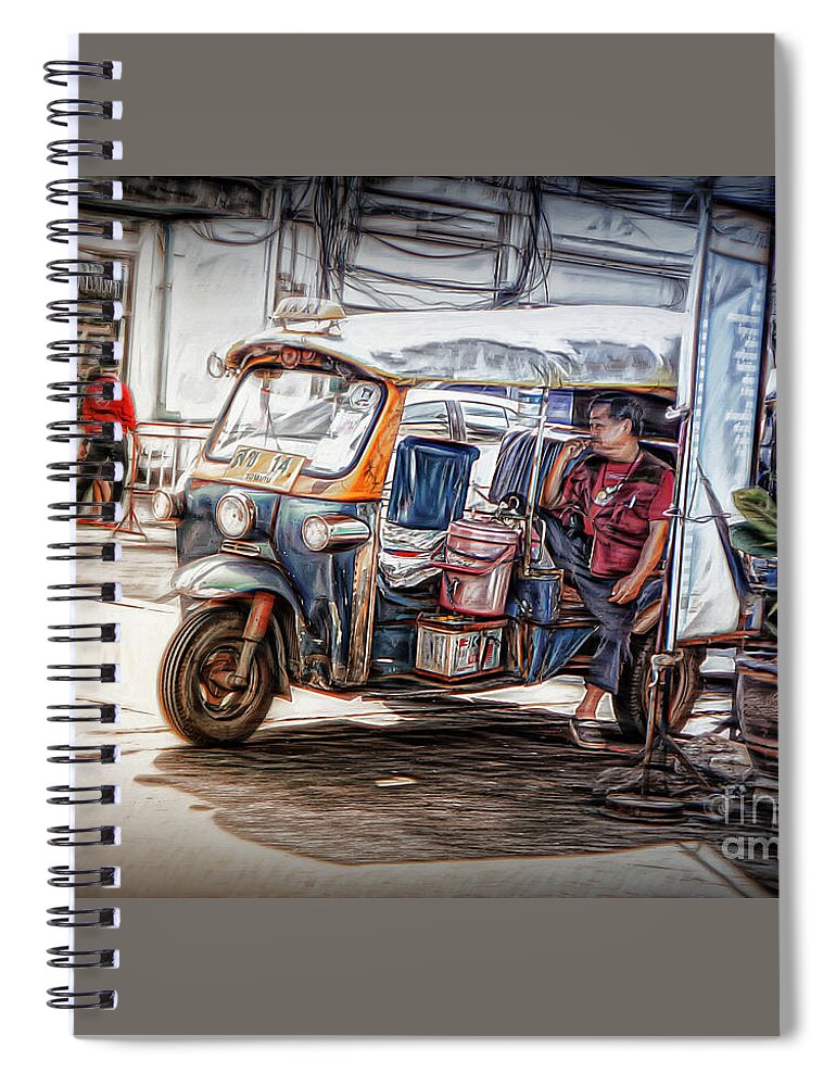 Tuk Tuk Spiral Notebook featuring the photograph Waiting For A Fare by Ian Gledhill