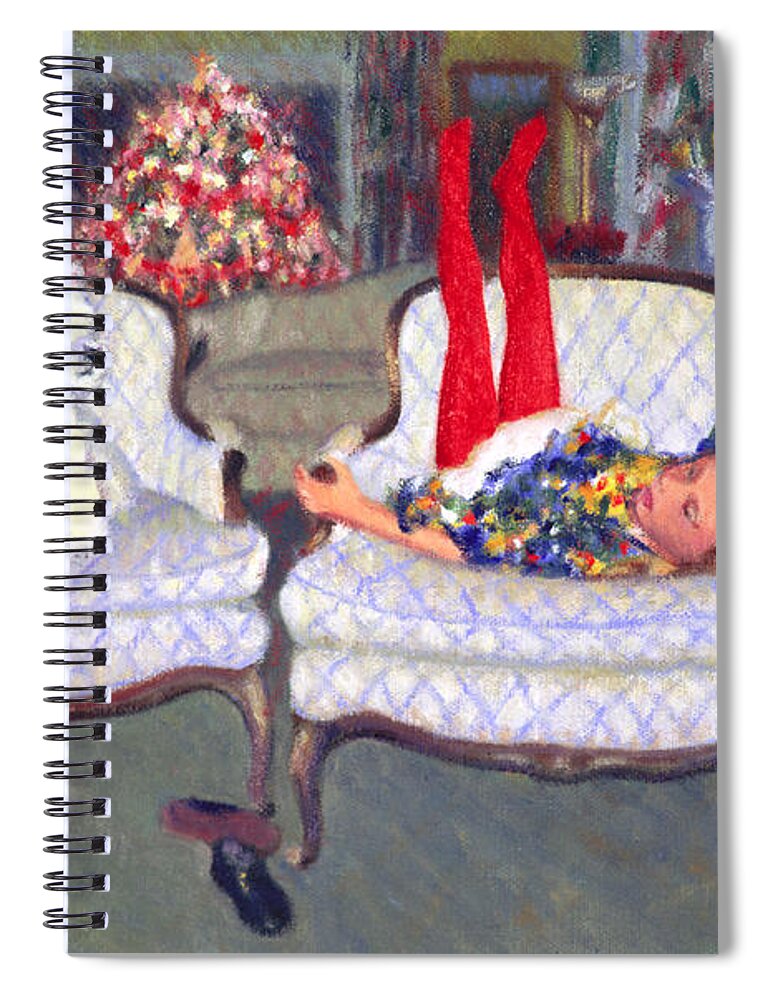 Dogs Spiral Notebook featuring the painting Waiting for Santa by Candace Lovely