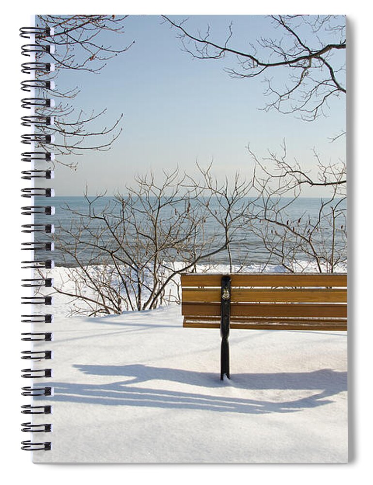 Bench Spiral Notebook featuring the photograph Waiting For Spring by Laurel Best