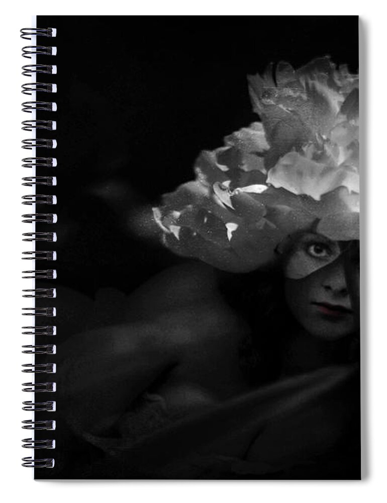 Sensual Spiral Notebook featuring the photograph Waiting for You in the Night Garden by Rebecca Sherman