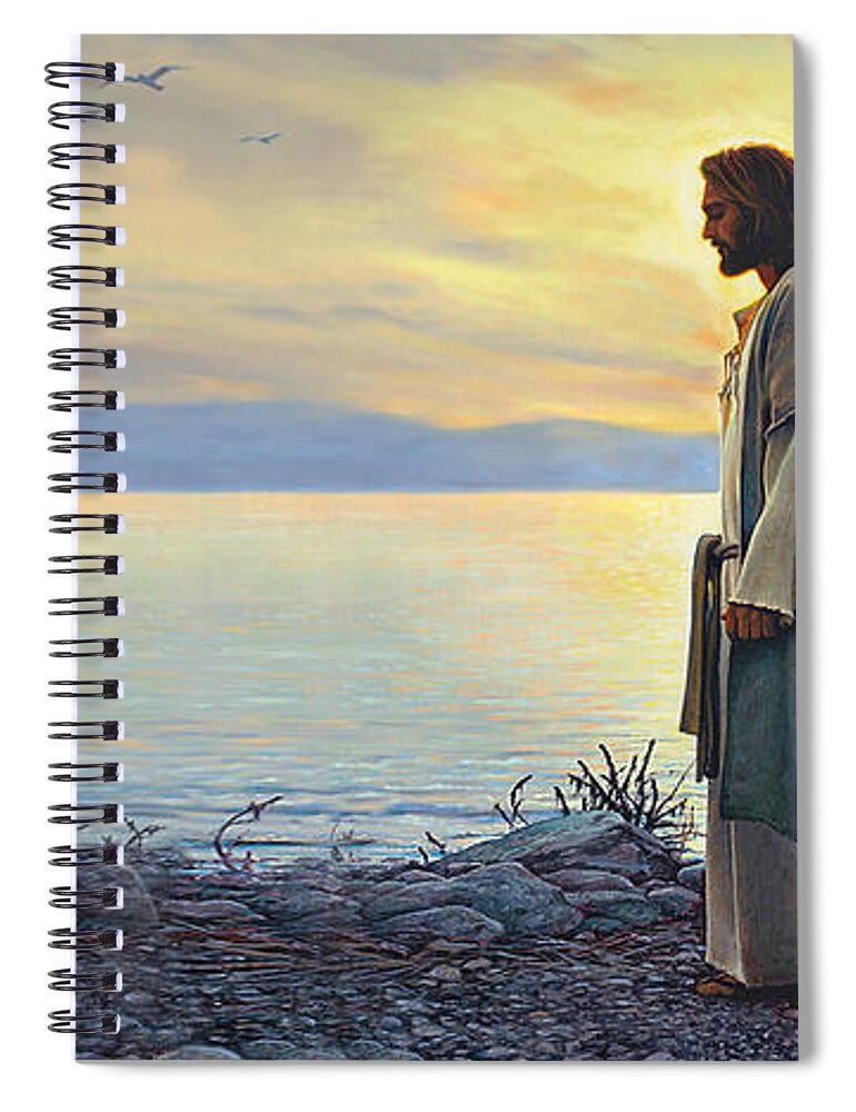 Jesus Spiral Notebook featuring the painting Walk With Me by Greg Olsen