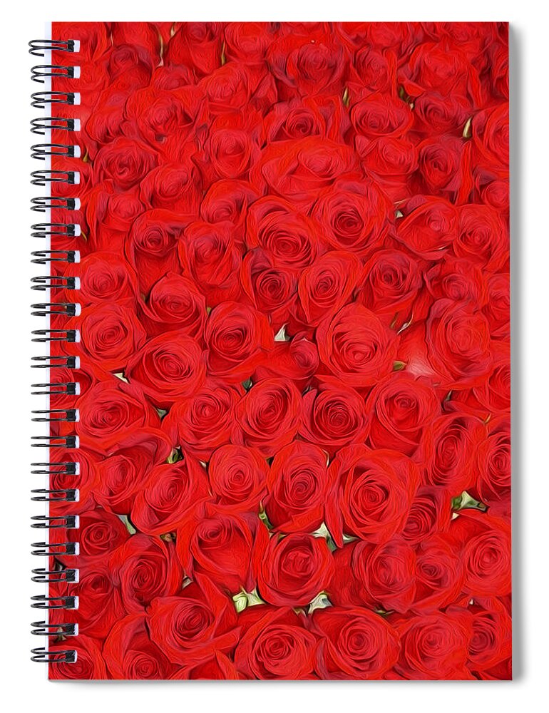 Red Roses Spiral Notebook featuring the photograph Wall of Red Roses by Tracy Winter