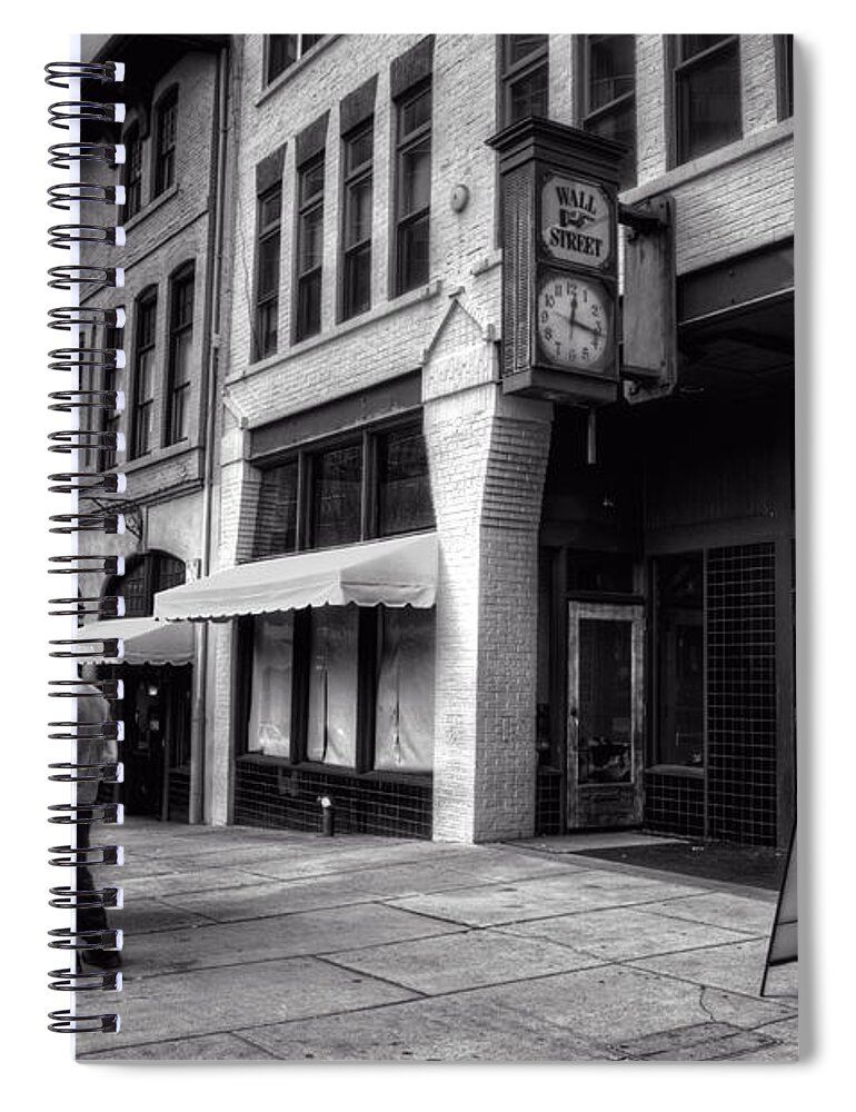 Asheville Spiral Notebook featuring the photograph Wall Street Hot Dogs in Asheville NC by Greg and Chrystal Mimbs