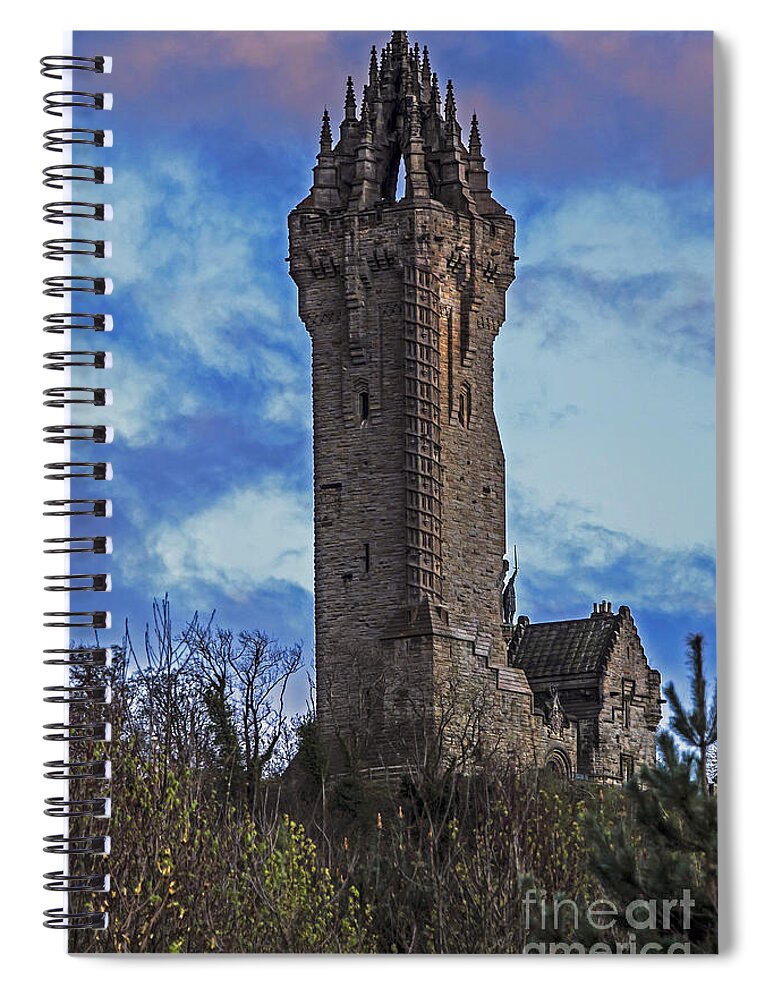 Travel Spiral Notebook featuring the photograph Wallace Monument During Sunset by Elvis Vaughn