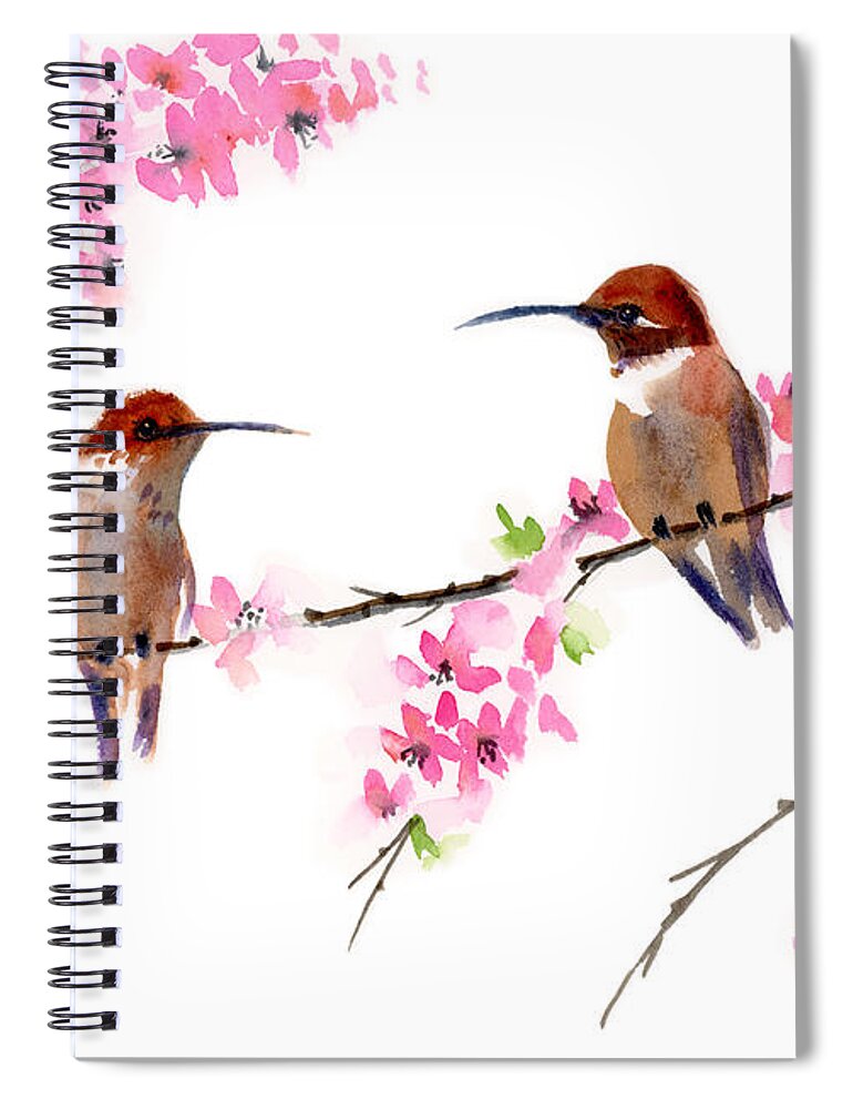 Hummingbird Spiral Notebook featuring the painting Entre Nous by Amy Kirkpatrick