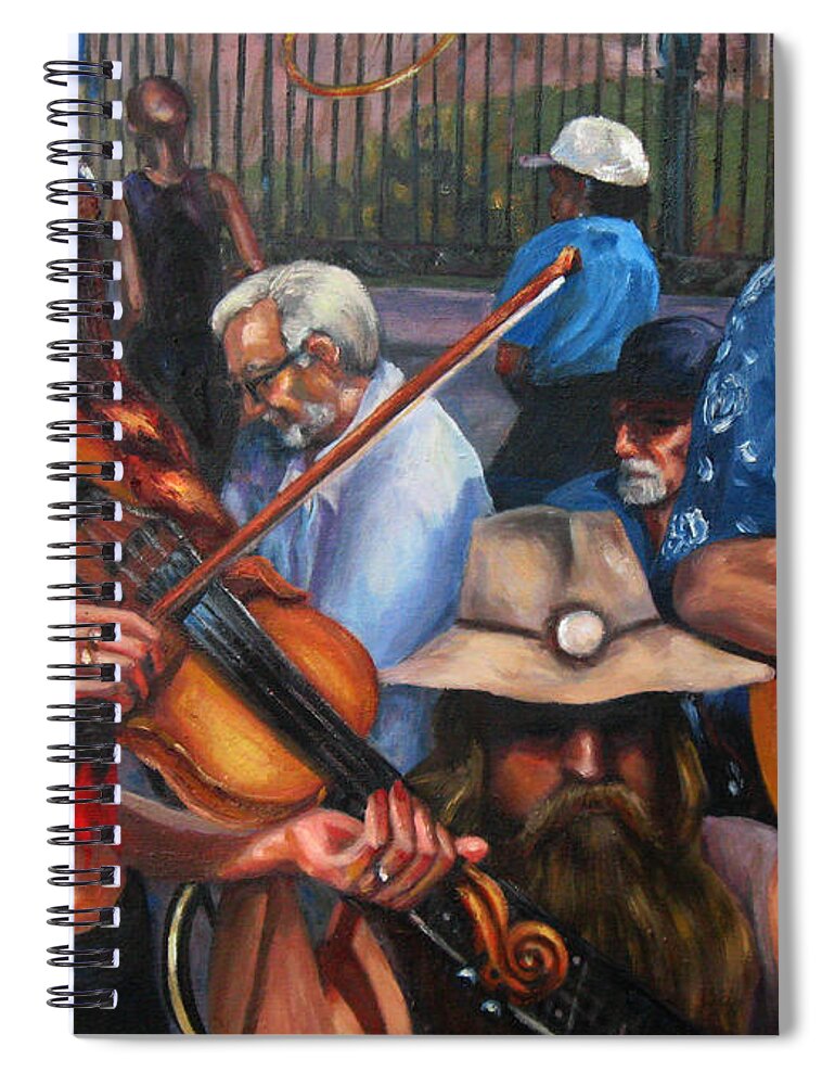 New Orleans Spiral Notebook featuring the painting Washboard Lissa on Fiddle by Beverly Boulet