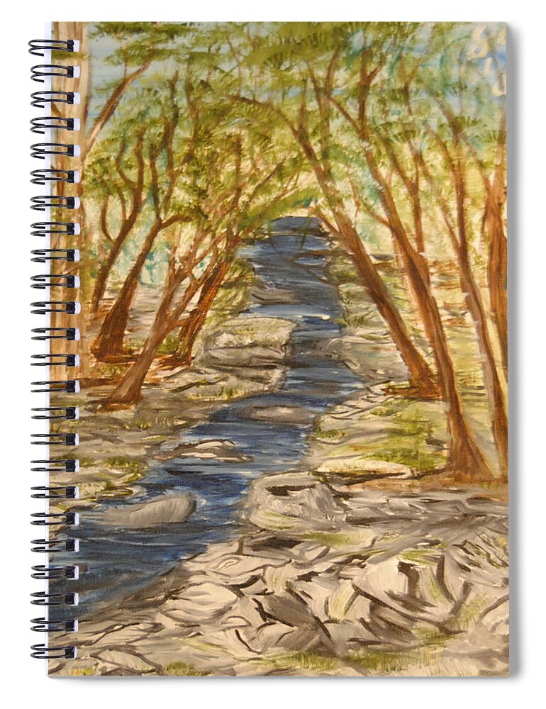 Stream Spiral Notebook featuring the painting Washington Backcountry by Suzanne Surber